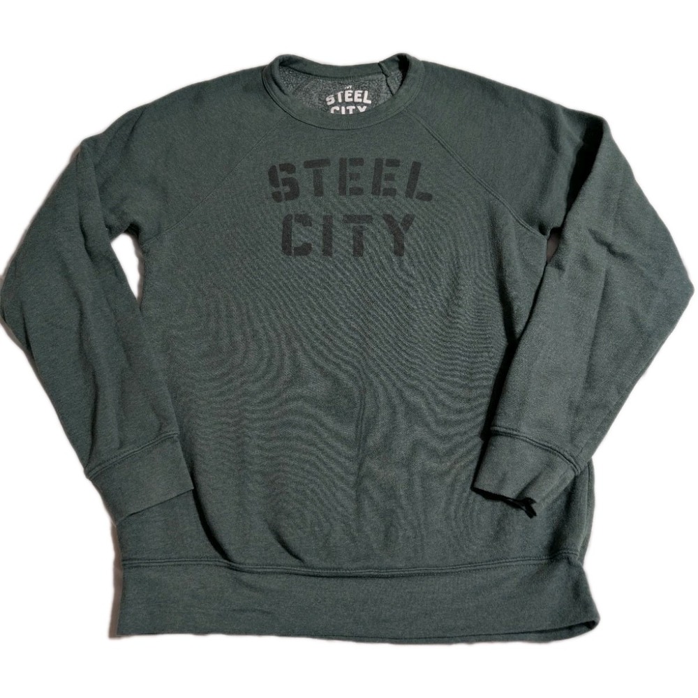 Steel‎ City Crewneck Sweatshirt Men's Medium Green Fleece Pullover